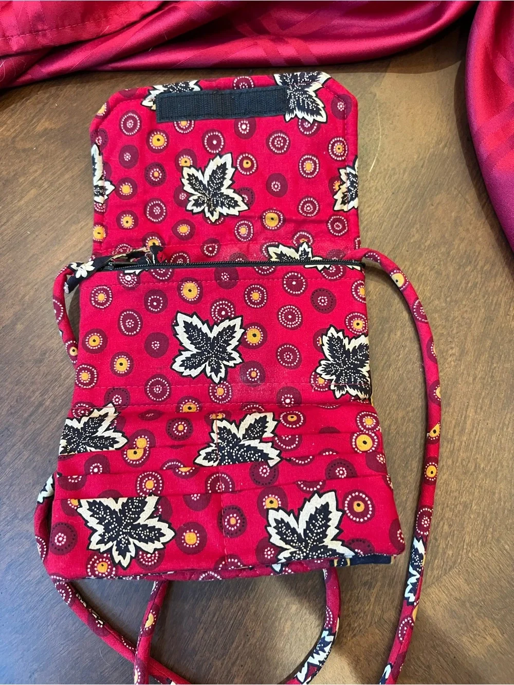 Vera Bradley Red Quilted Floral Crossbody Wallet